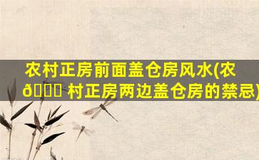 农村正房前面盖仓房风水(农 🐟 村正房两边盖仓房的禁忌)